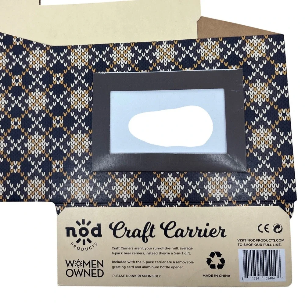Nod Craft Carrier 6 Pack Beer Holder with Bottle‎ Opener Gift Housewarming Host